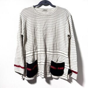Margaret Winters Cream Birds Eye Print Sweater Women’s Size Small Cabincore